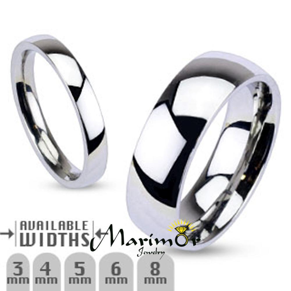 316L Stainless Steel High Polished Wedding Band Ring 3mm-8mm Wide Sizes 4.5-14