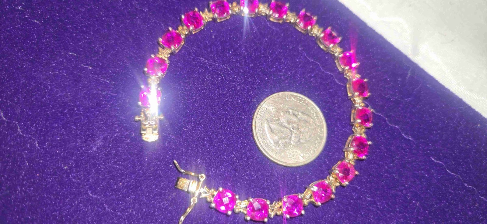 Breathtaking Ruby Jemstones Set In Sterling Tennis Bracelet