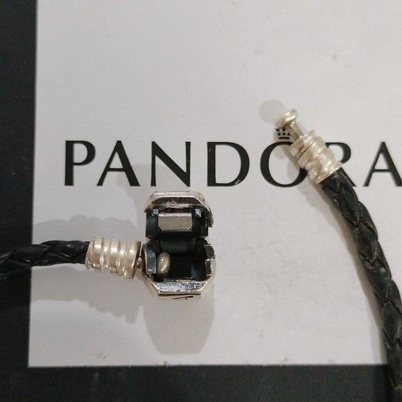 Pandora Double Black Braided Leather Bracelet 12.0″