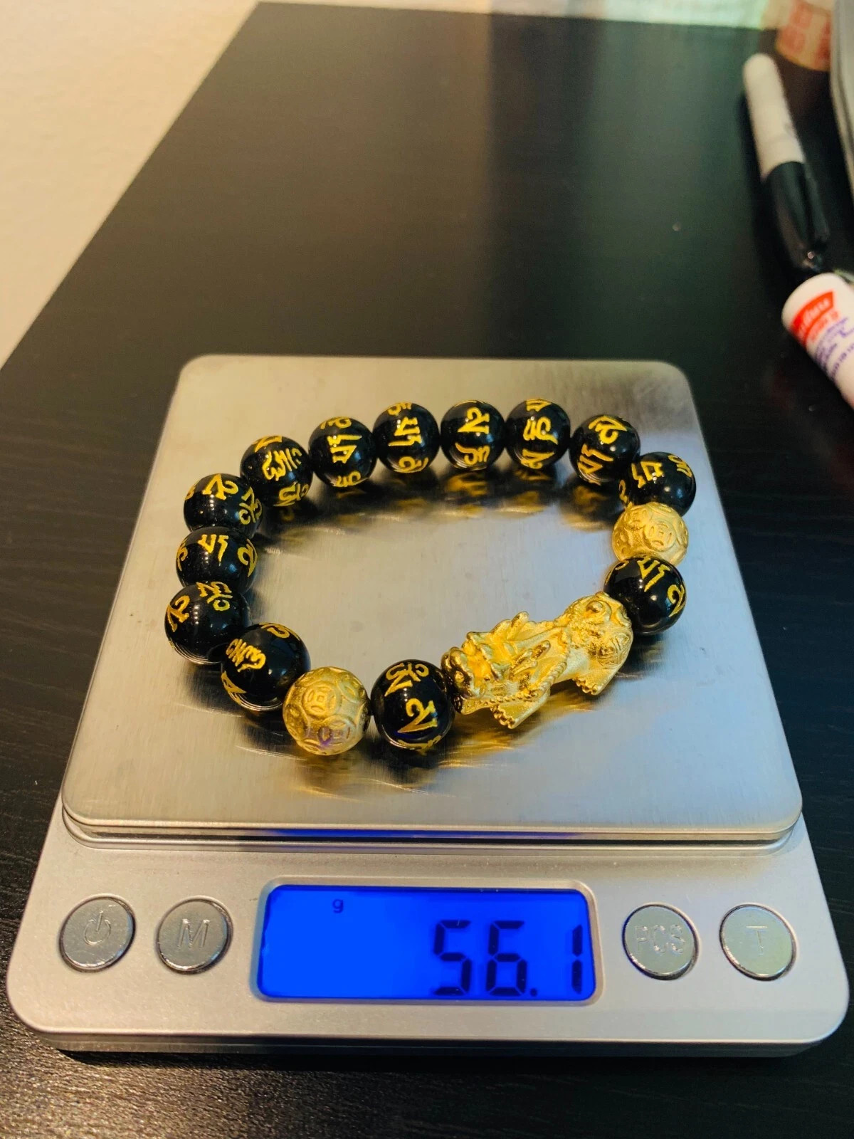 Feng Shui Black Obsidian Bead Bracelet Wealth Luck Protection Adjustable Bangle