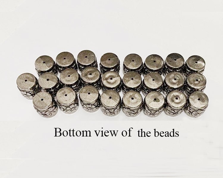 Silver Barrel Beads with daisy floral design good for Necklace & Bracelet