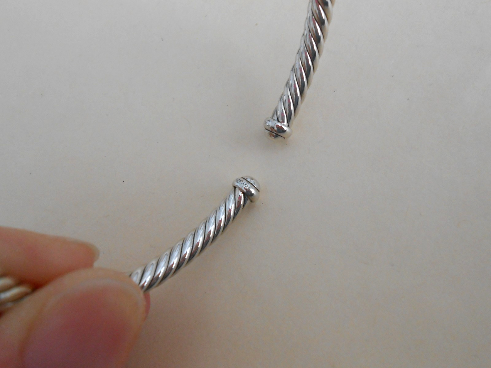 New David Yurman sterling Silver 4mm Cable Flex Bracelet 6.75″
