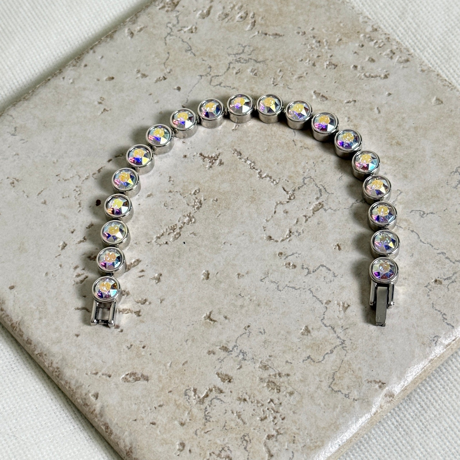 Touchstone Crystal by Swarovski Aurora Boreale Ice Bracelet 7 1/4″ Regular