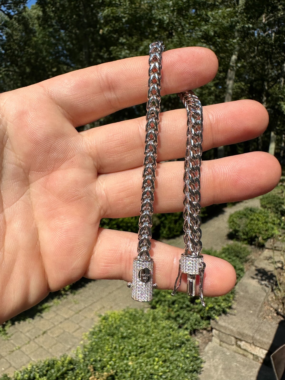 Iced MOISSANITE Clasp 925 Silver Stainless Steel Franco Chain Necklace Bracelet