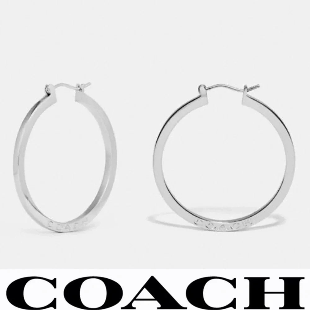New COACH F73022 Silver Hoop Earrings / *AUTHENTIC* COACH New Without Box