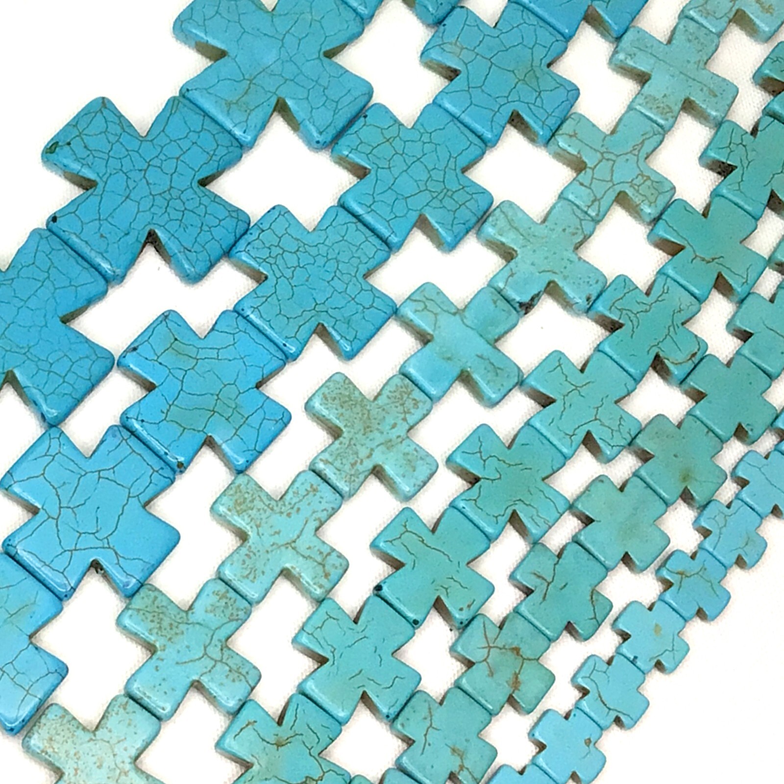 Turquoise Blue Cross Square Howlite Spacer Loose Bead 15 20 30mm 15″ DIY