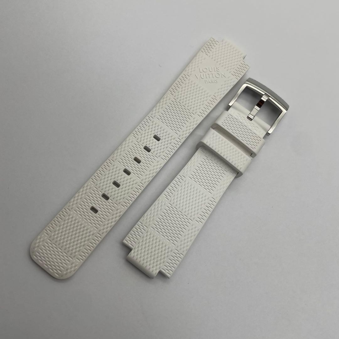 LOUIS VUITTON Tambour Horizon Rubber Watch Strap White R15062 BW1118