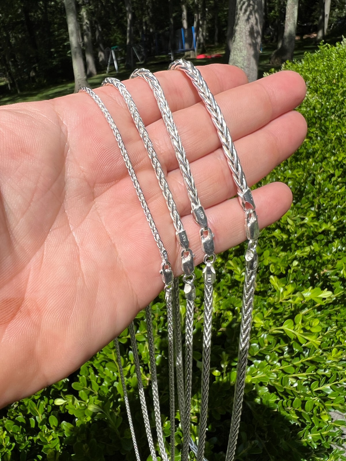 Real Solid 925 Sterling Silver Spiga Rope Wheat Chain Necklace 2-5mm 16-30″