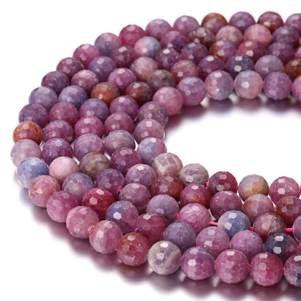 Genuine Ruby Faceted Round Beads 4mm 5mm 6mm 7mm 8mm 9mm 10mm 11mm 15.5″ Strand