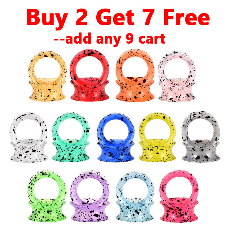 2 Pcs Thin Flexible Silicone Tunnels Ear Gauges Plugs Earskin Expander 2g-3/4″