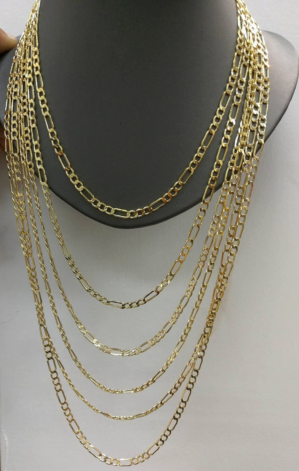 Real 10k Yellow Gold Figaro Chain Necklace 4mm 16″ 18″ 20″ 22″ 24″ 26″ 28″ Link