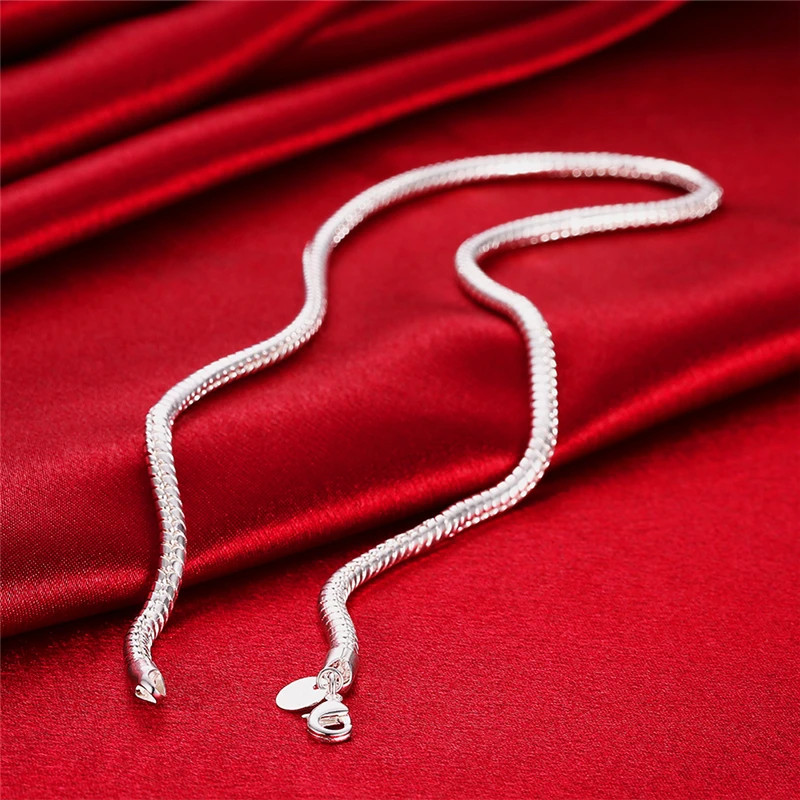 925 Sterling Silver 3mm Snake Chain Necklace 16-30 Inch Women Men Jewelry