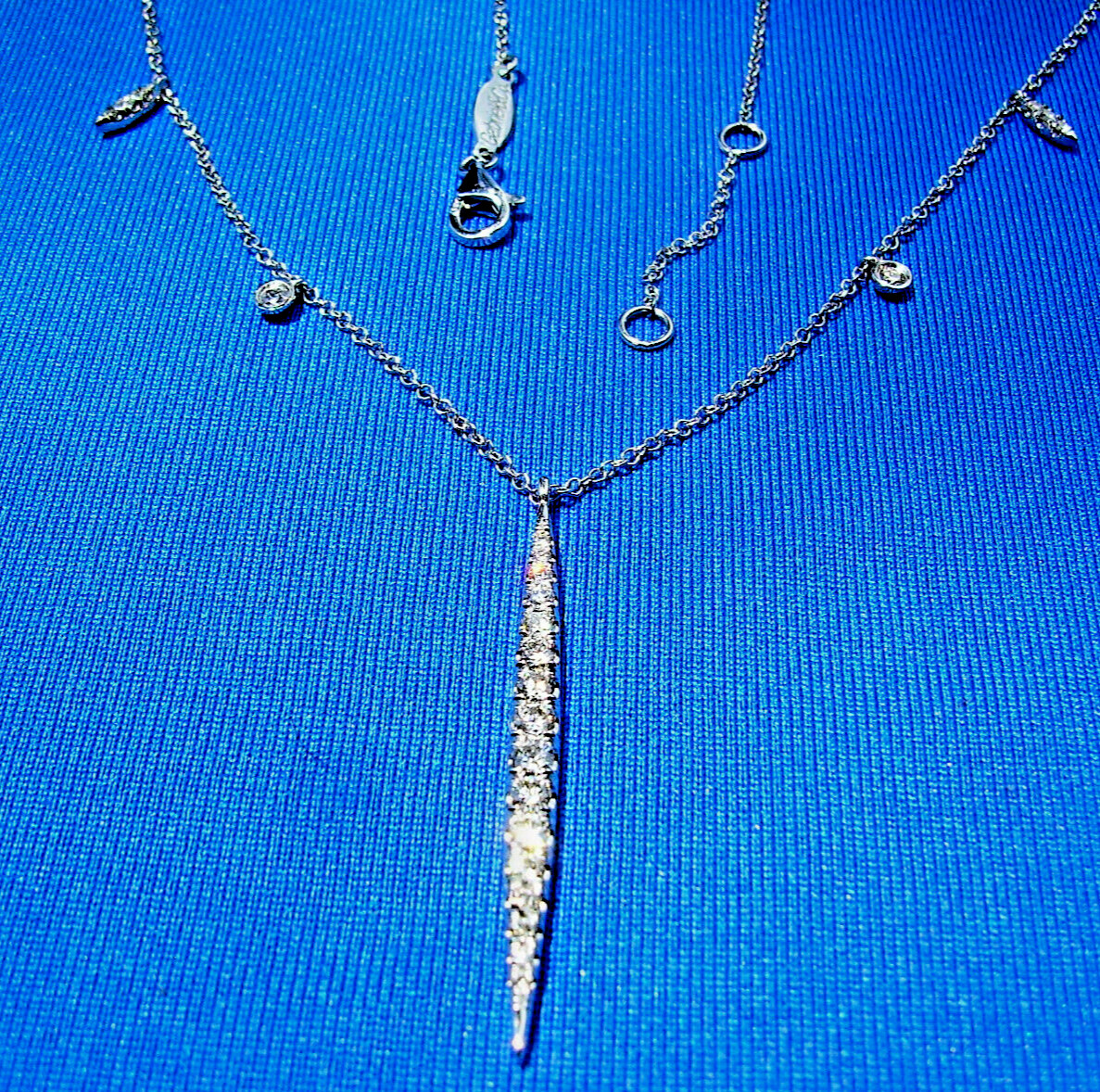 ORIGINAL Gabriel & Co DIAMOND Slice Necklace 18″ Inch Chain Solid 14K WHITE GOLD