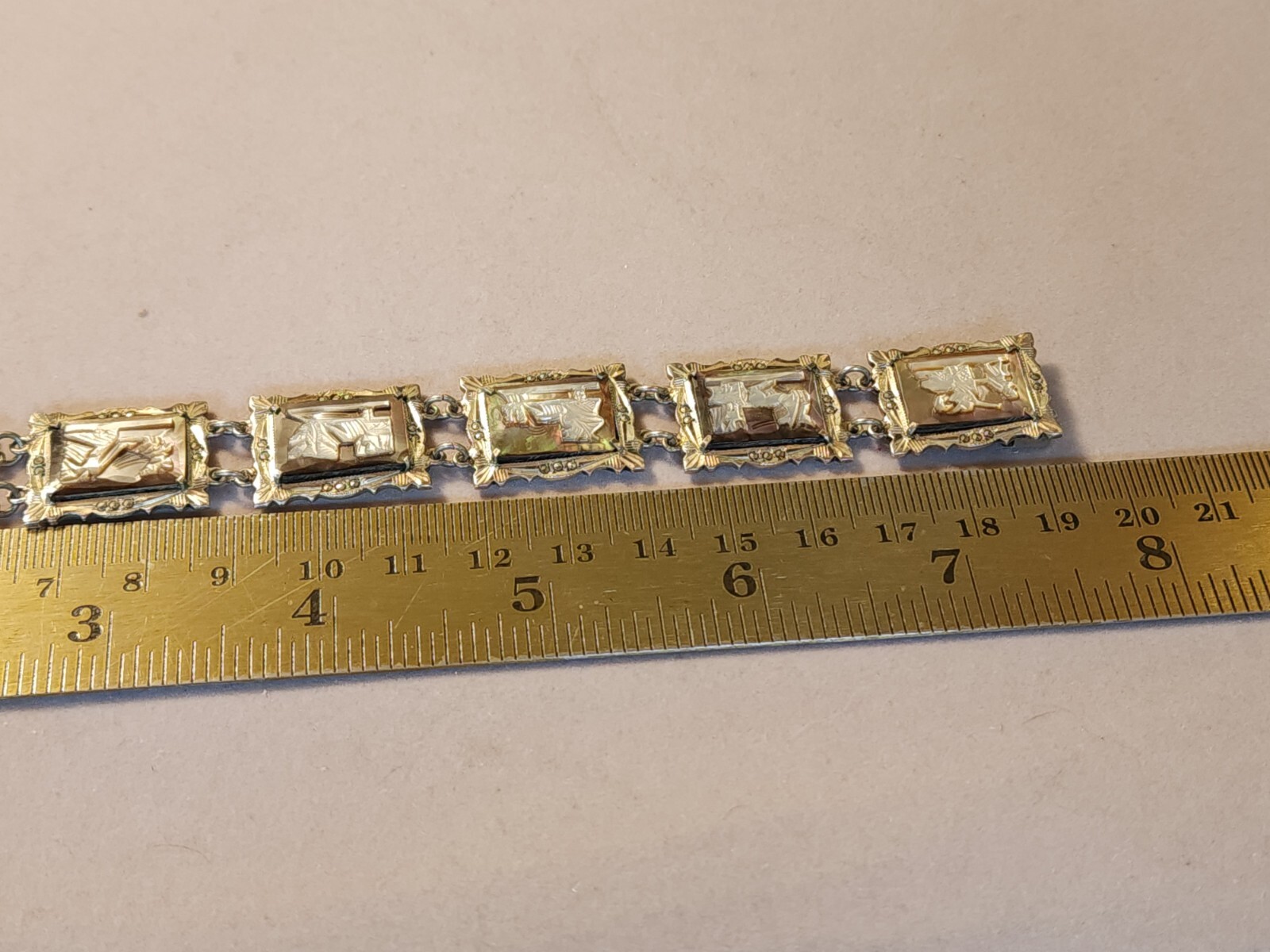 Vtg 30s 800 Silver Italy hand-Carved Cameo Bracelet 7 Greek Gods Days Week
