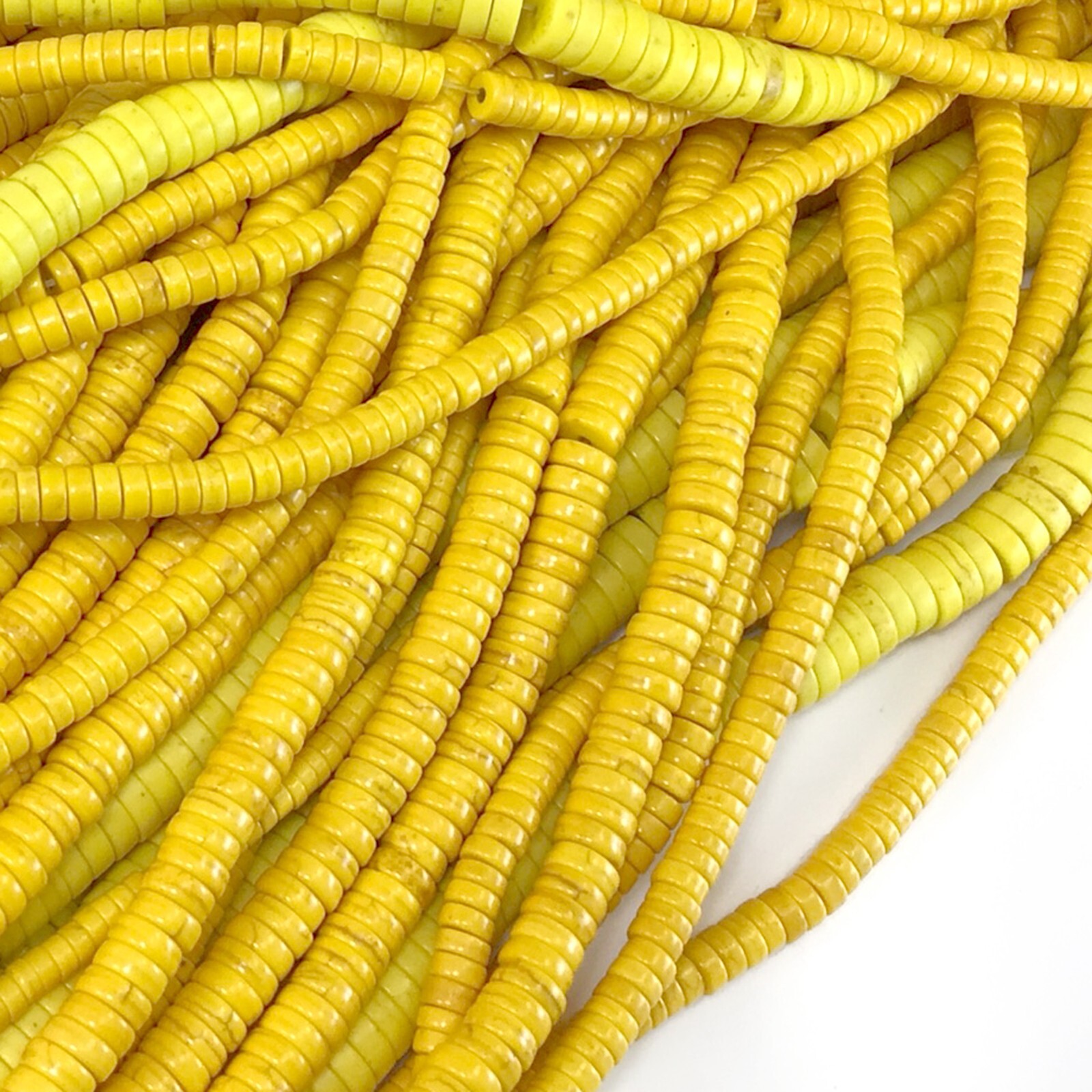 Gemstone Yellow Howlite Turquoise Flat Heishi Beads 15″ 4mm 6mm 8mm 10mm 12mm
