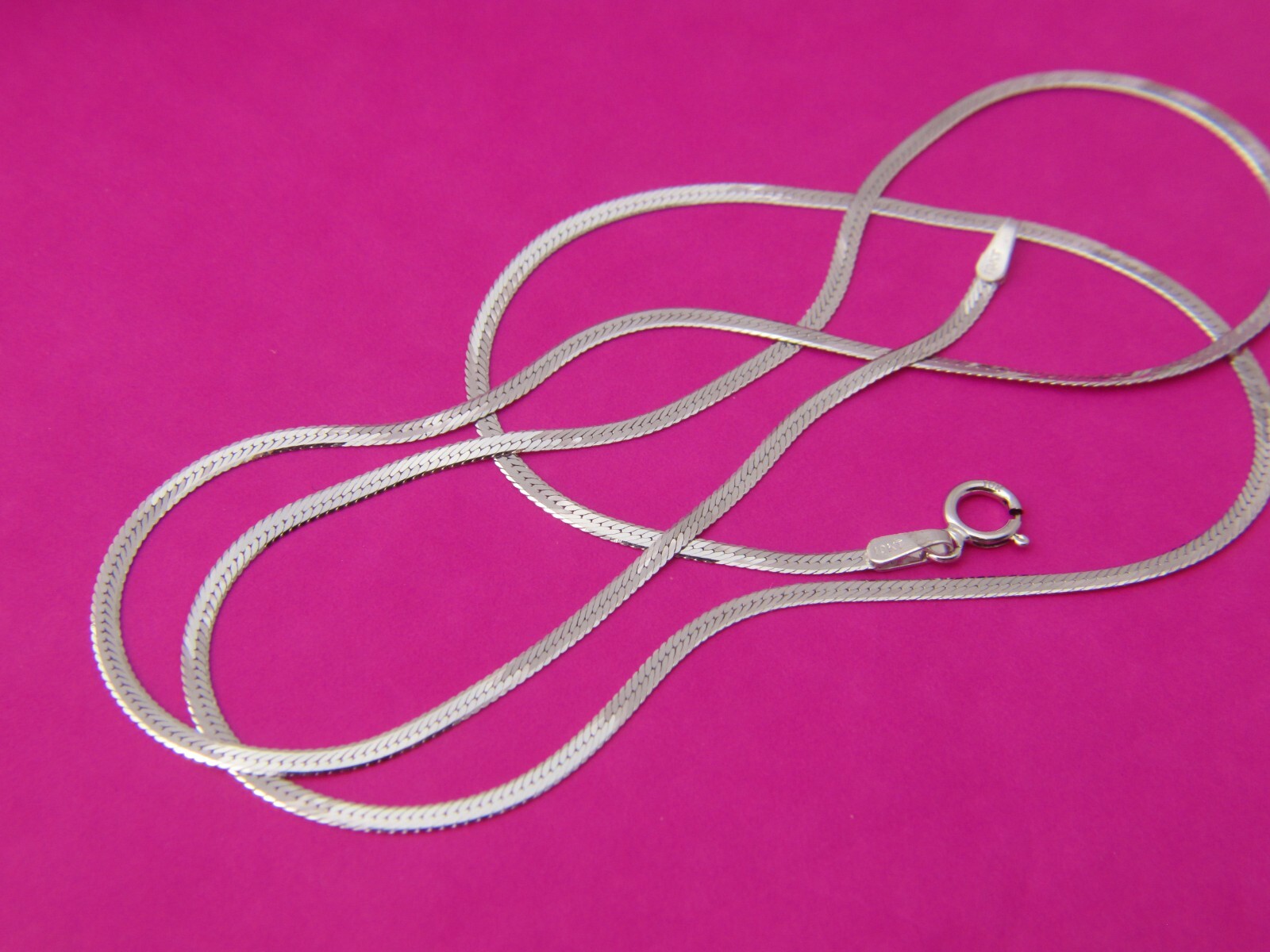 10k white gold herringbone Necklace real 10kt white gold Italian Necklace