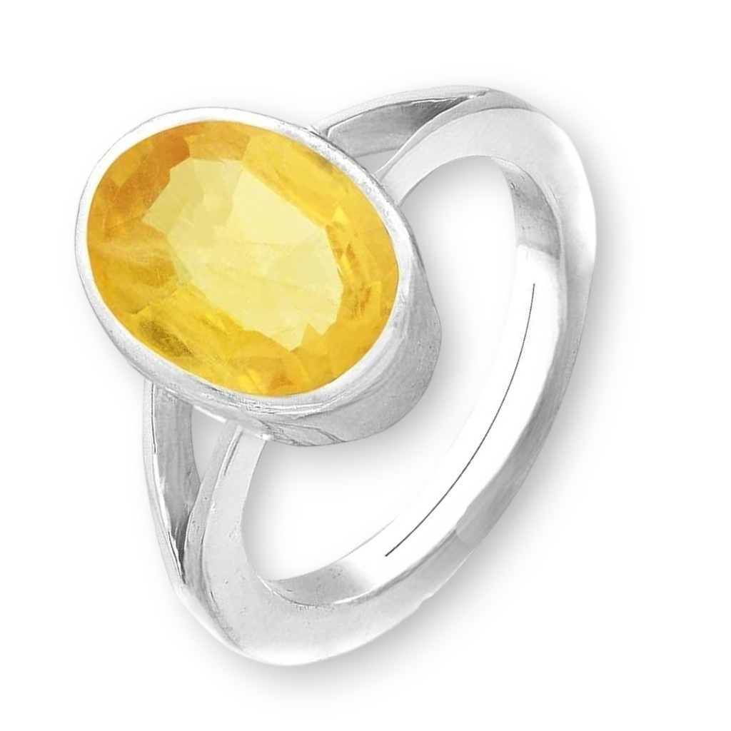 Certified 8.25 Ct Yellow Sapphire Ring Silver Plated Adjustable Men Women Gift
