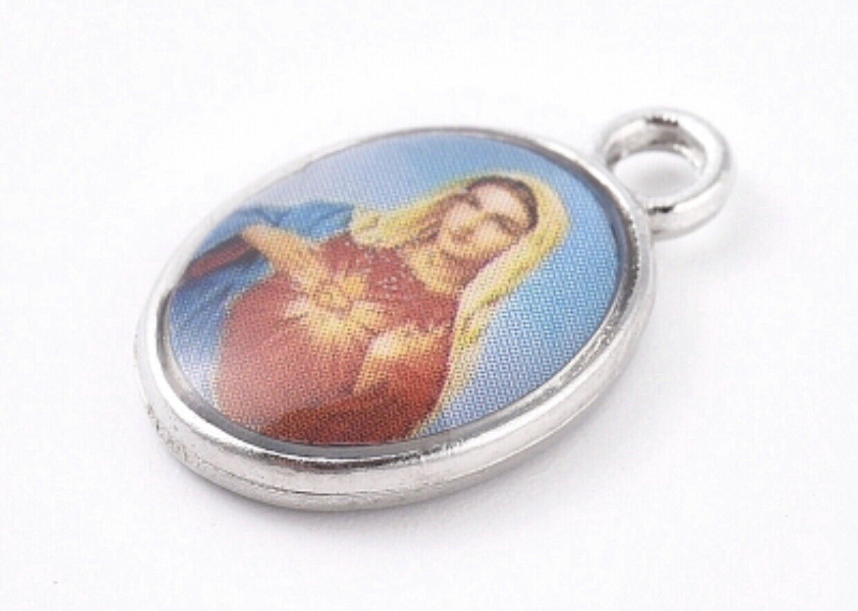 Beautiful Religious Sacred Heart Mary Enamel Pendant charm or Necklace Charm