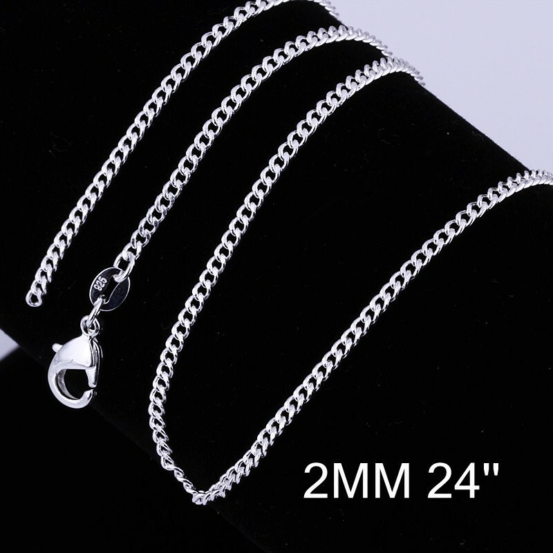 2MM 16-30inches Side Flat Curb Chain Necklace Accessories women’s Jewelry