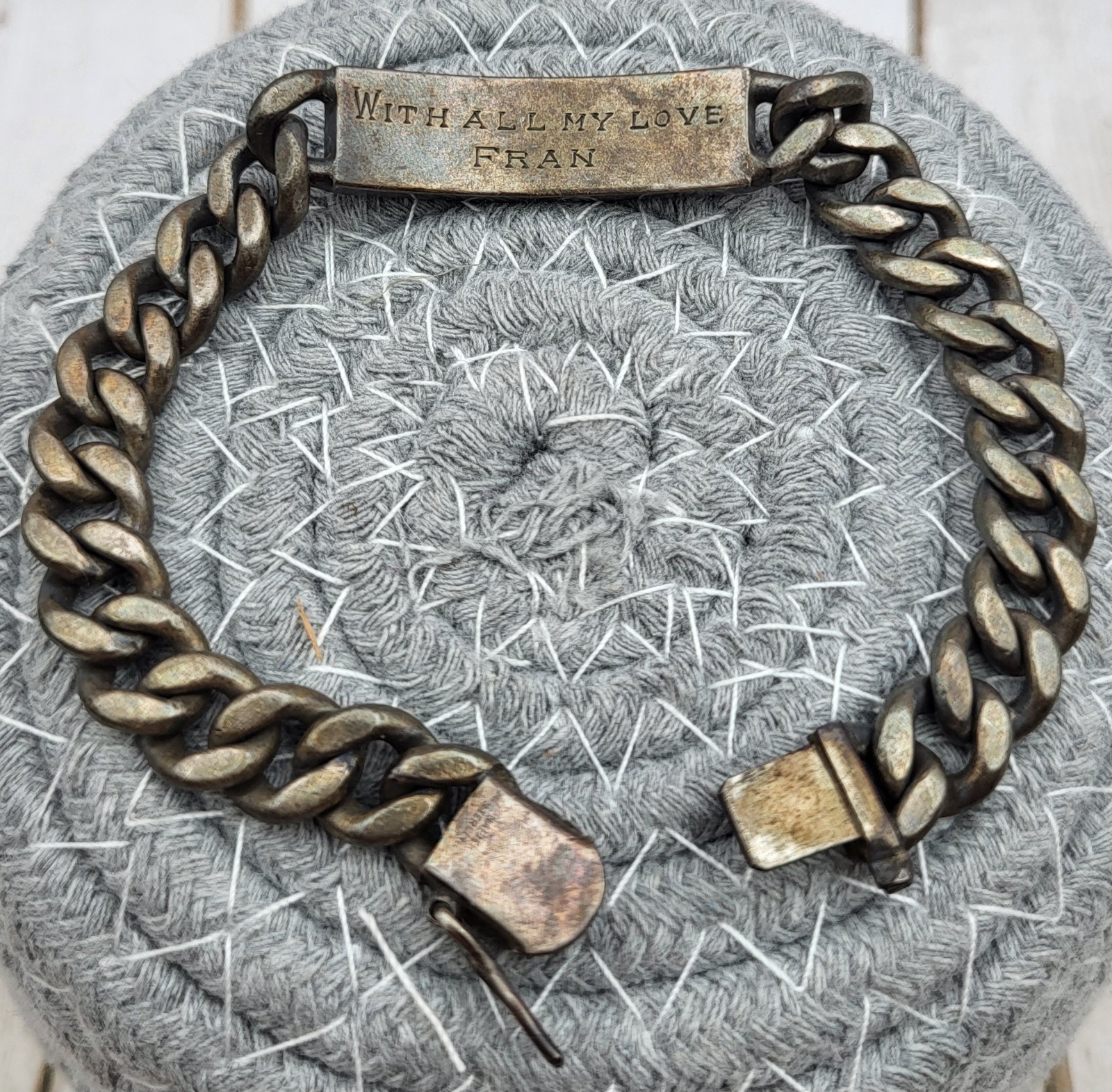 Vintage Napier 925 Sterling Silver ID Engraved Nameplate Curb Link Bracelet