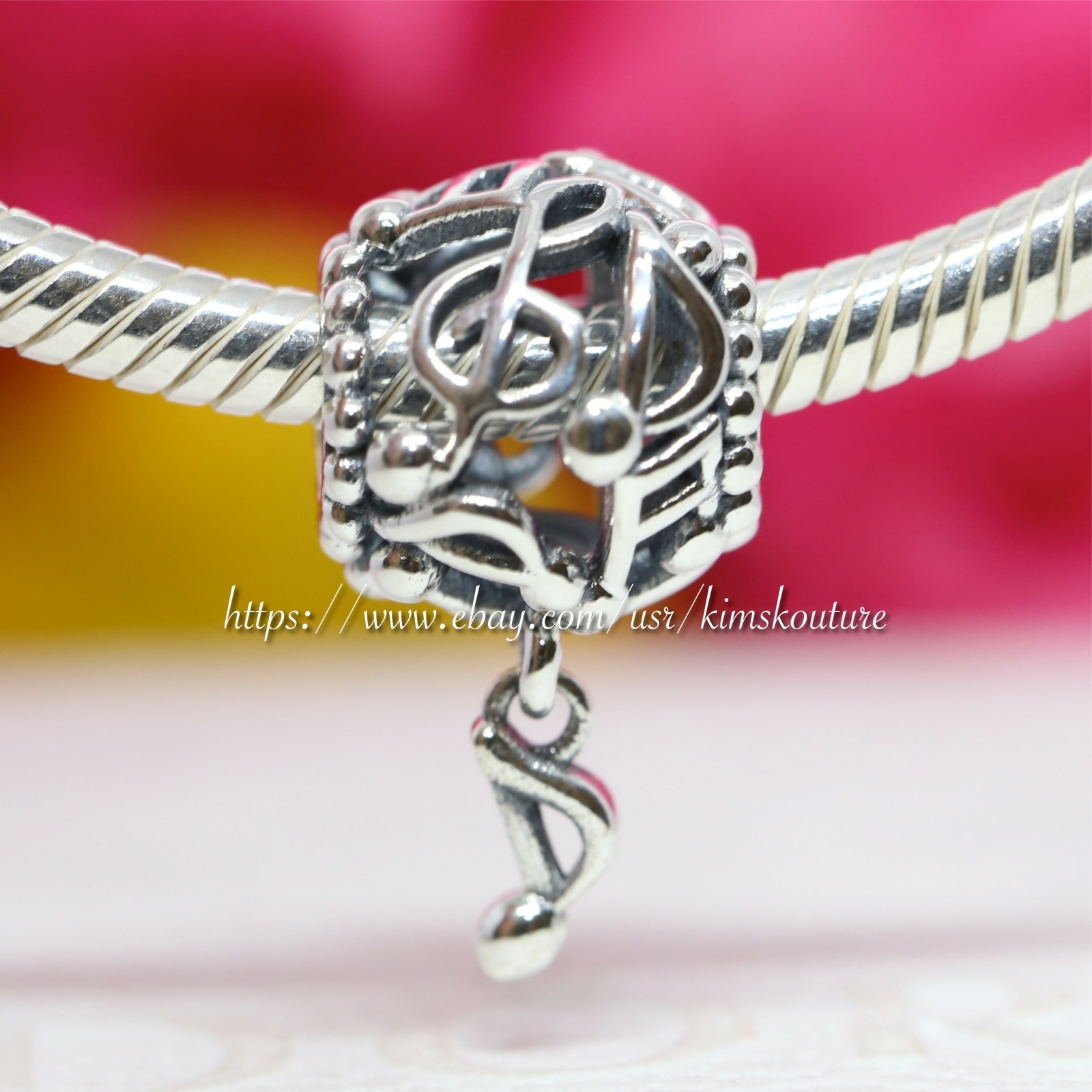 Authentic Pandora Openwork Music Notes 798779C00 Sterling Silver Charm
