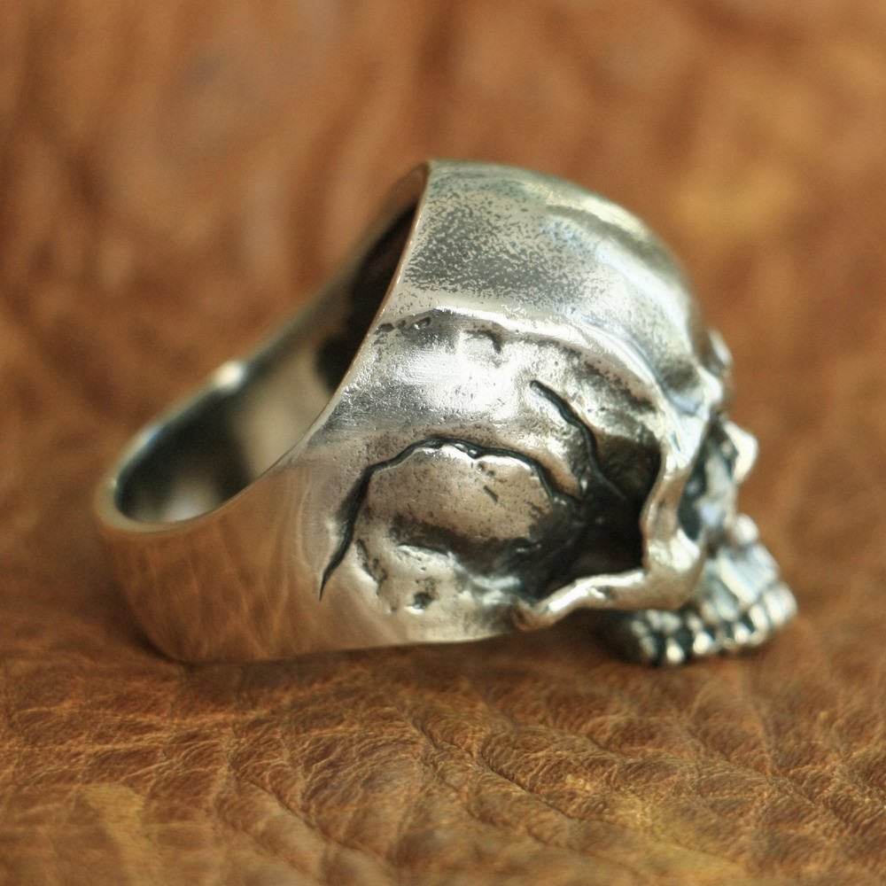 925 Sterling Silver Details Skull Ring Biker Punk Jewelry TA102A US Size 7~15