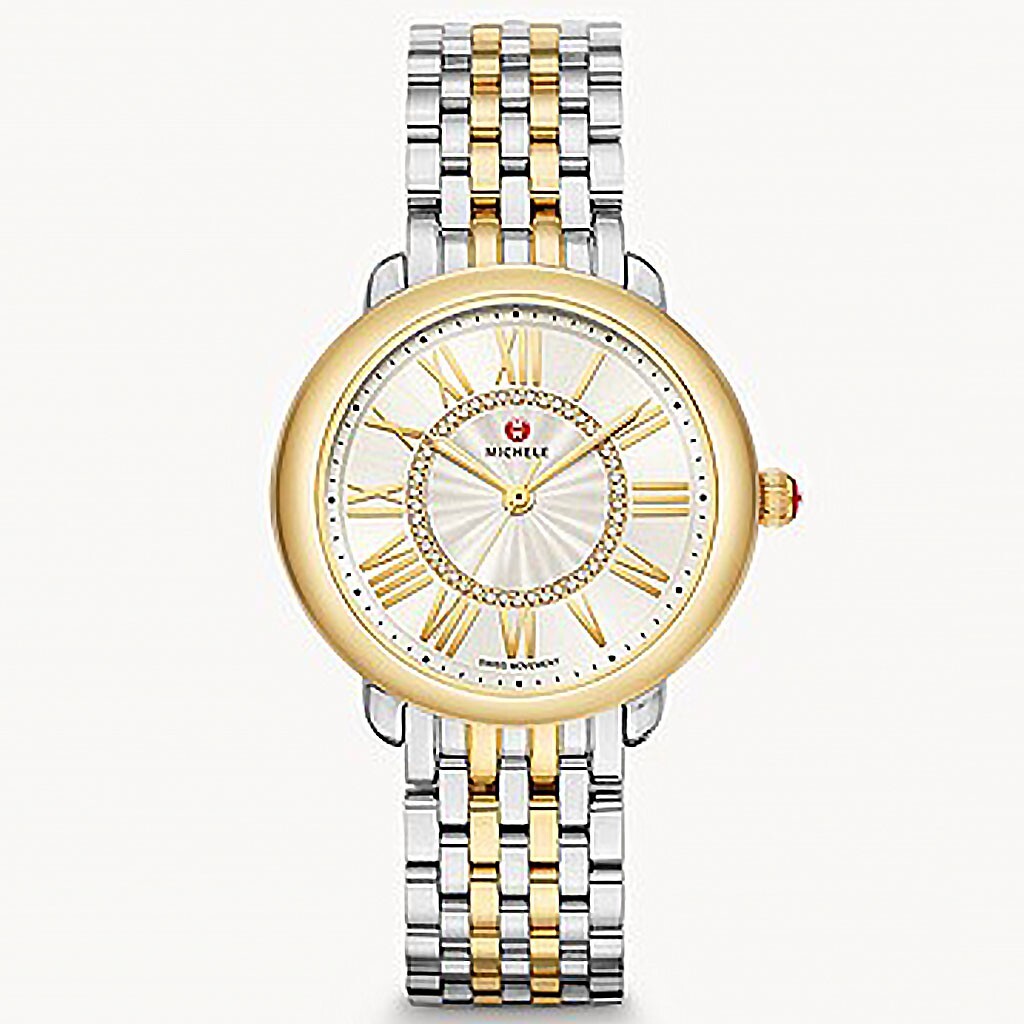 Michele Serein Mid Two-Tone With Diamond Sunray Dial Ladies Watch MWW21B000148