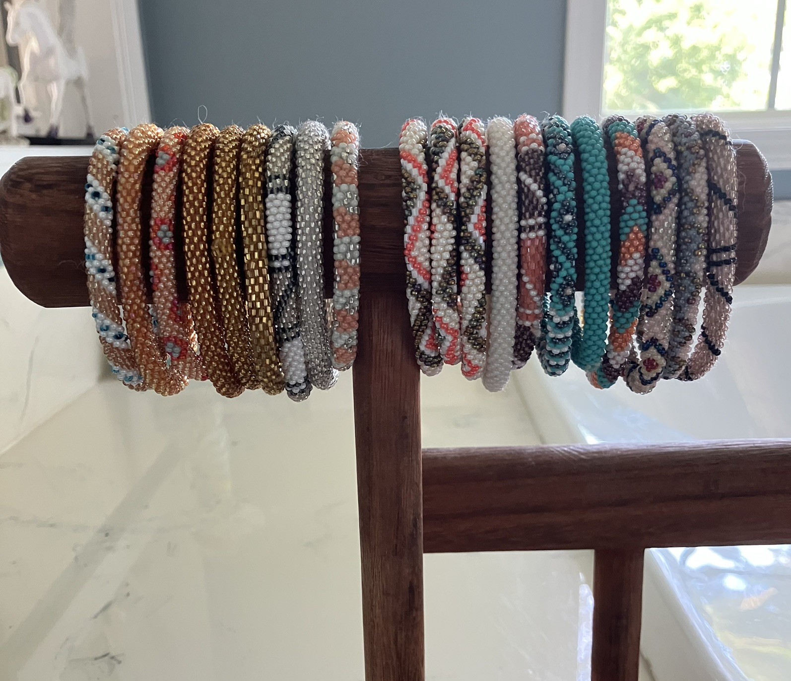 Sashka-Nepal Glass Seed Bead Bracelets- Lot of 20- Excellent Condition