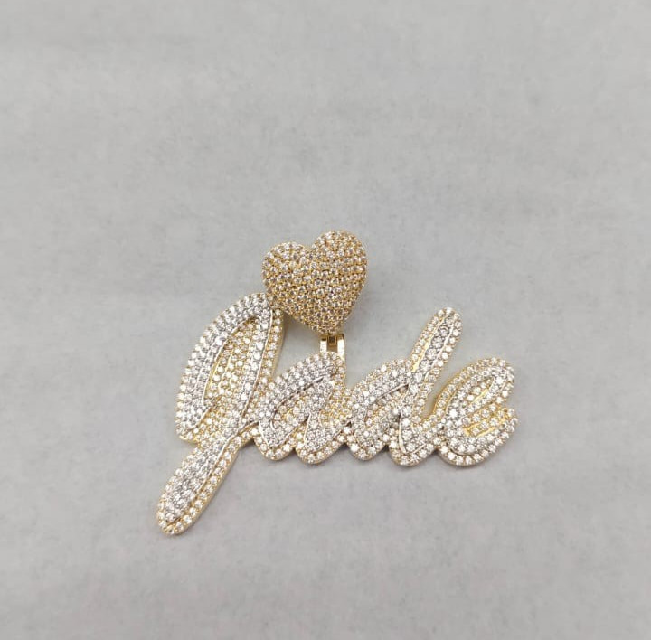 2.00 Ct Round Real Moissanite Custom Name Pendant 14K Yellow Gold Plated Gifts