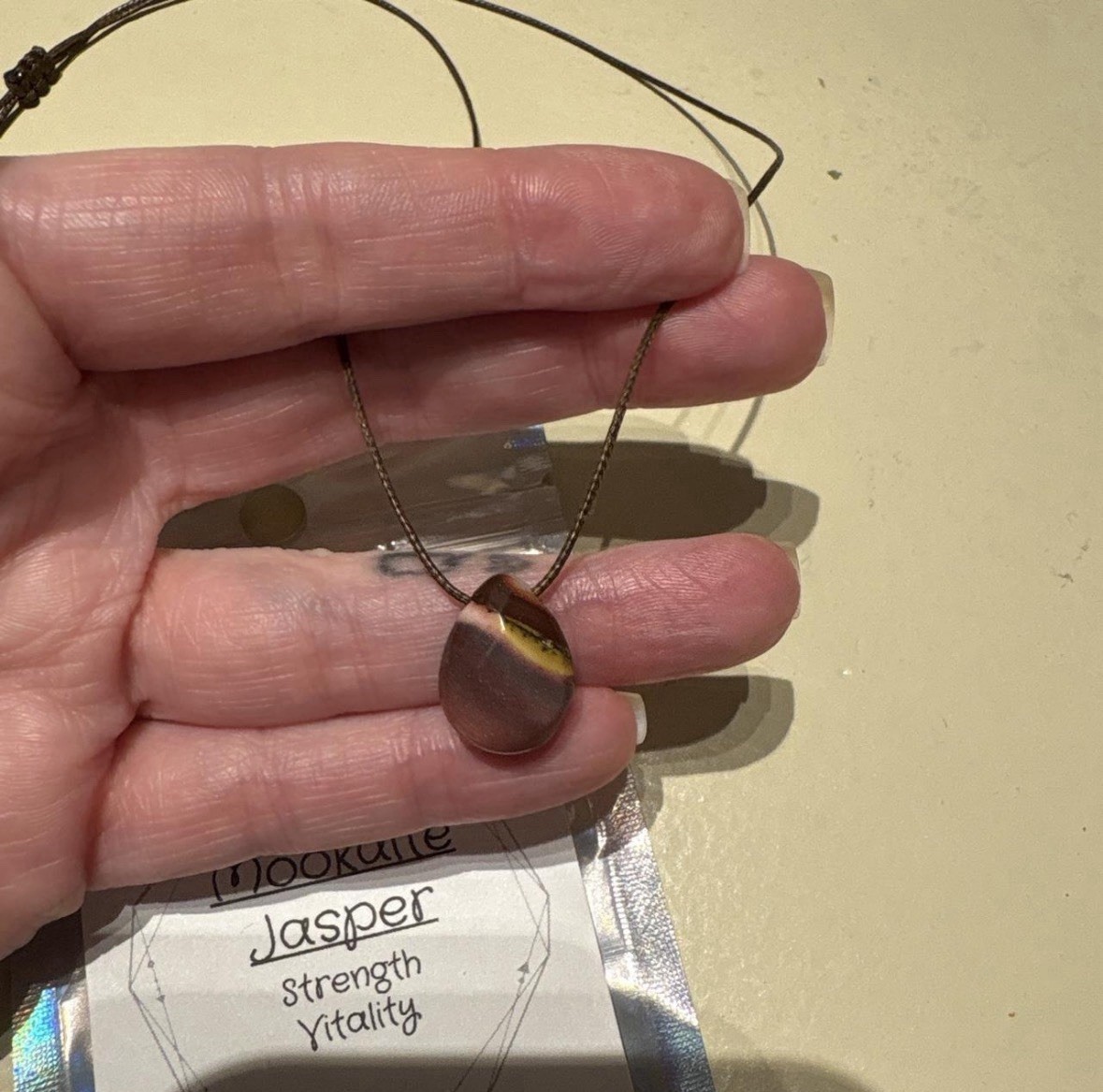 Mookaite Jasper Drop Choker Necklace On Waxed Polyester Cord