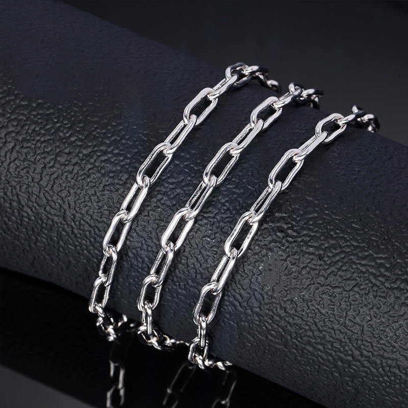 925 Sterling Silver Paperclip Chain Paperclip Necklace 3mm Free Shipping