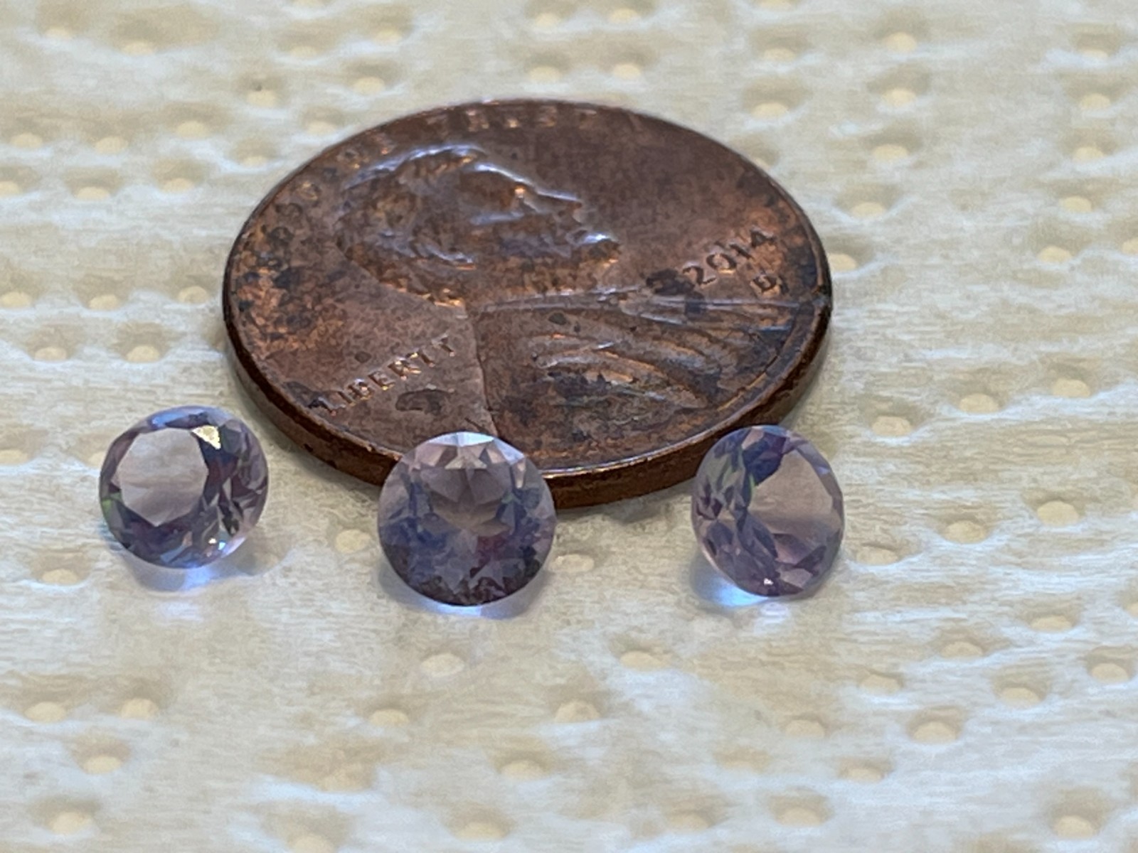 Three Natural 5mm round Amethyst-Not heat treated or enhanced