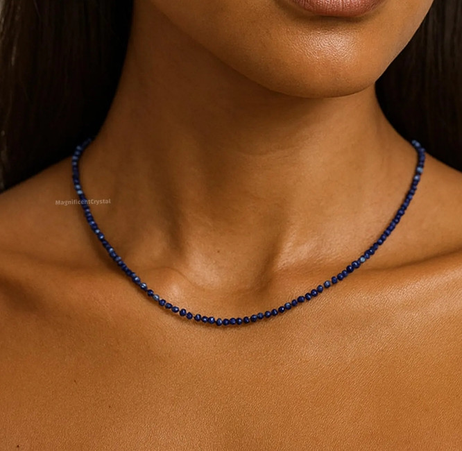 Natural Lapis Lazuli Choker Healing Blue Gemstone Necklace Healing Jewelry Gifts
