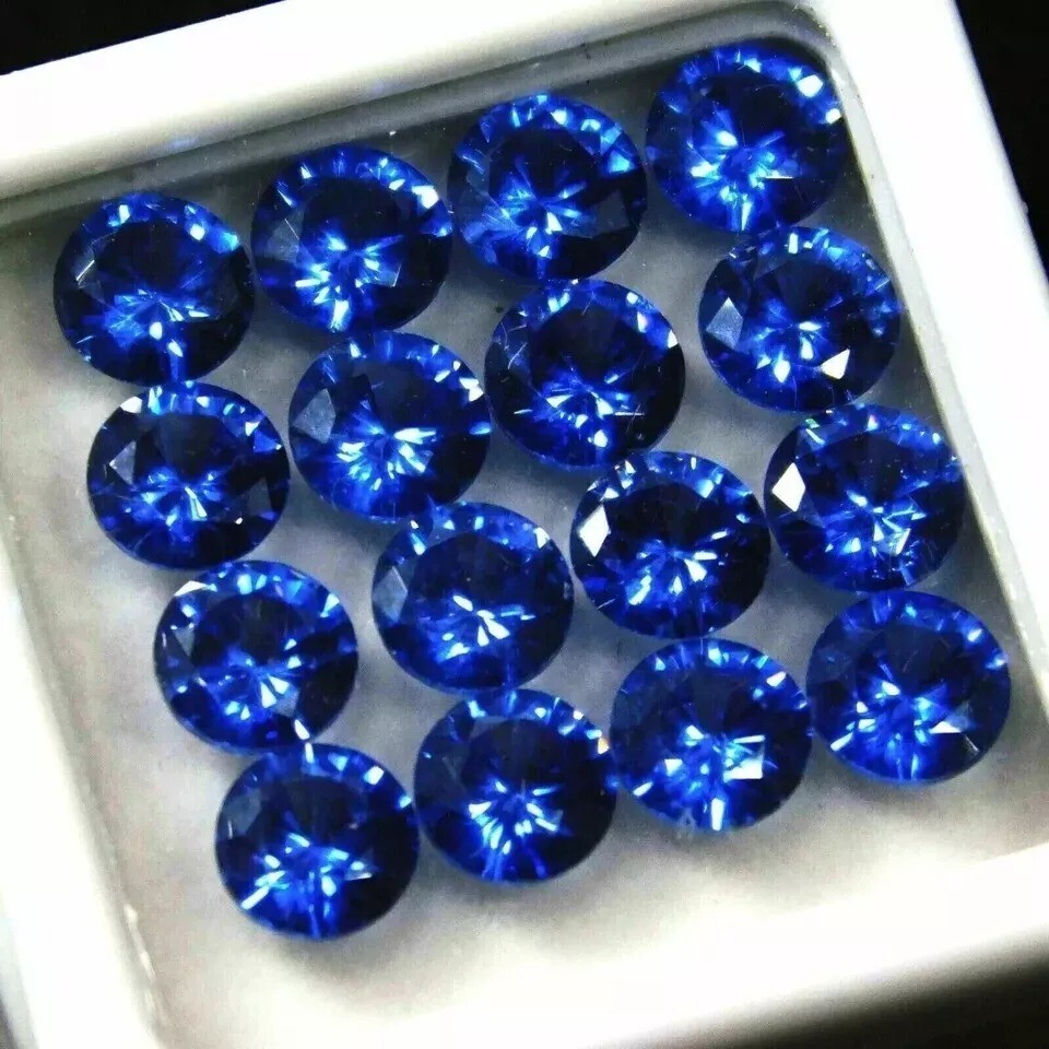Round Cut Lot 10 Pcs Blue Color Sapphire 8mm Certified Natural Loose Gemstone