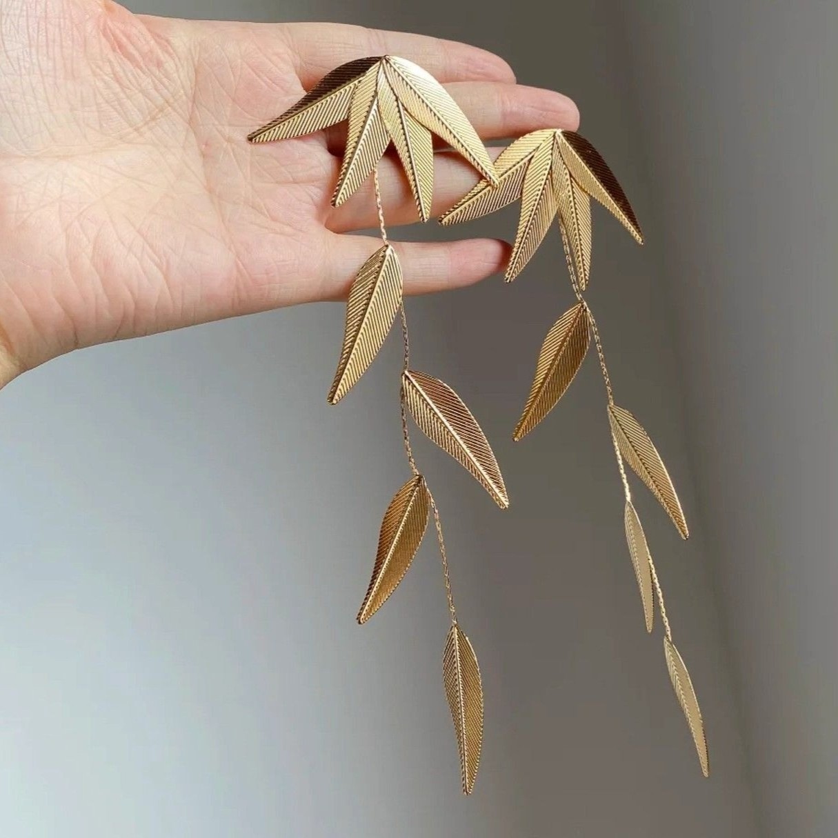 Bamboo Leaf Tassel Earrings Chinese Style Long Earrings for Women