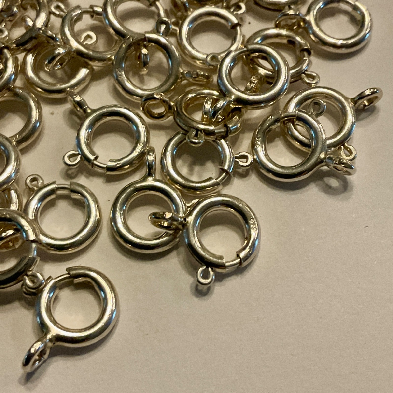 Sterling Silver 7.8mm Spring Rings Open Loop Lot of 10 New Old Stock