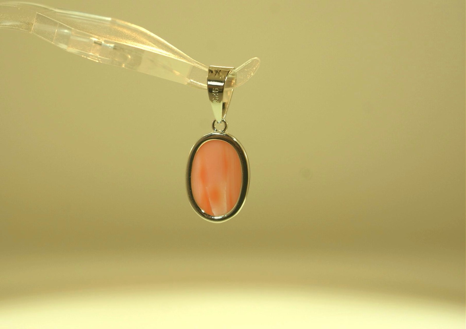 11.5MM SOLID 925 SILVER 10X14MM 4.0CTS GENUINE NATURAL OVAL PINK CORAL PENDANT