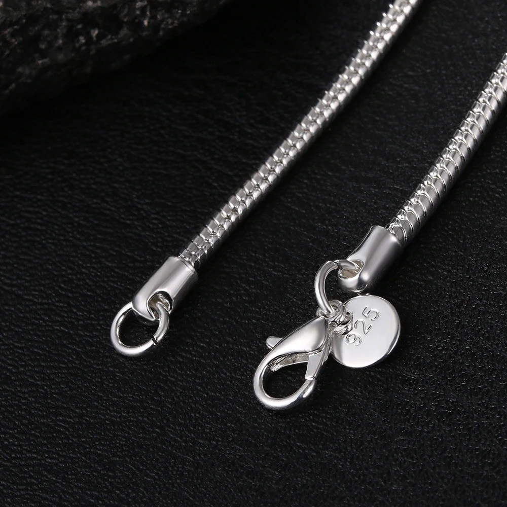 925 Sterling Silver Snake Chain Necklace 1MM 2MM 3MM 40-75CM Unisex