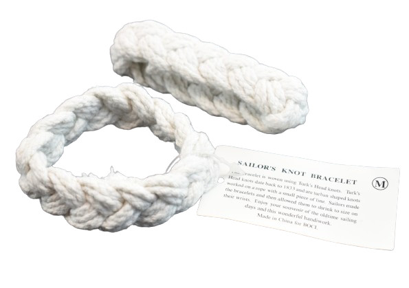 White Cotton Sailor Knot Braided Bracelet Size Small or Medium