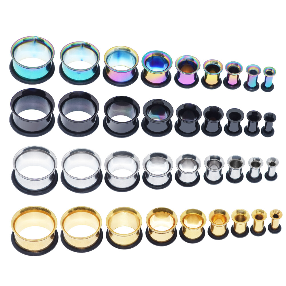 Single Flared Stainless Steel Ear Gauges Flesh Tunnels Plugs Piercing 8g-5/8″