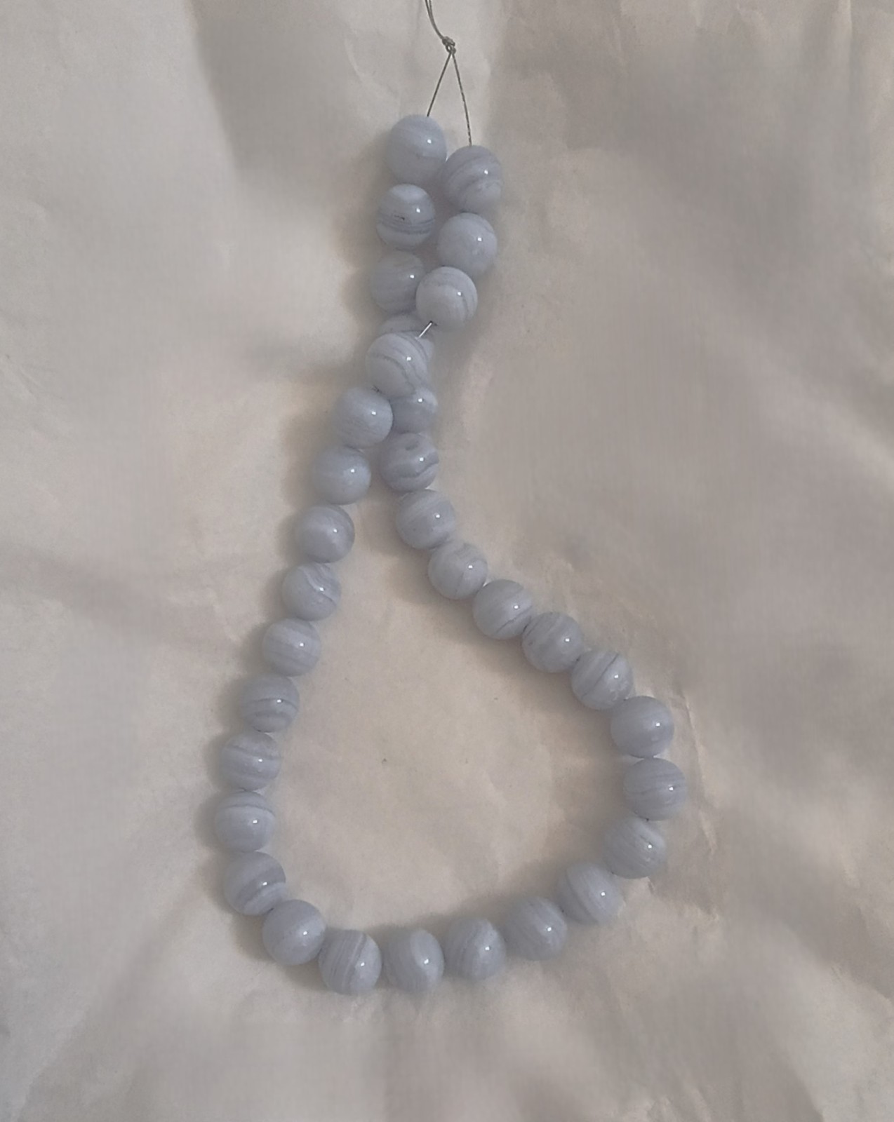 BLUE LACE AGATE 11.8-12MM ROUND BEADS – ONE (1) 15.5″ Strand – 5794E