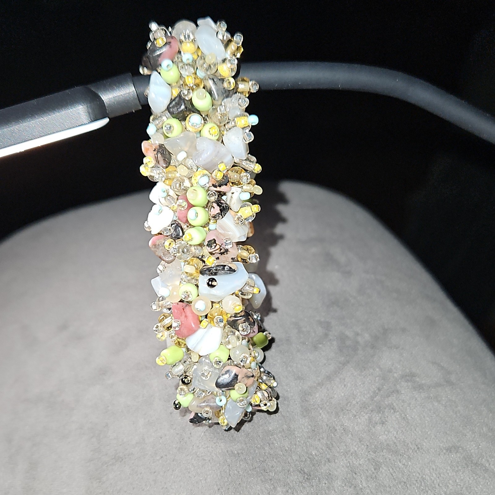 Multicolor Chip Crystal Beaded Bracelet, Asymmetrical.