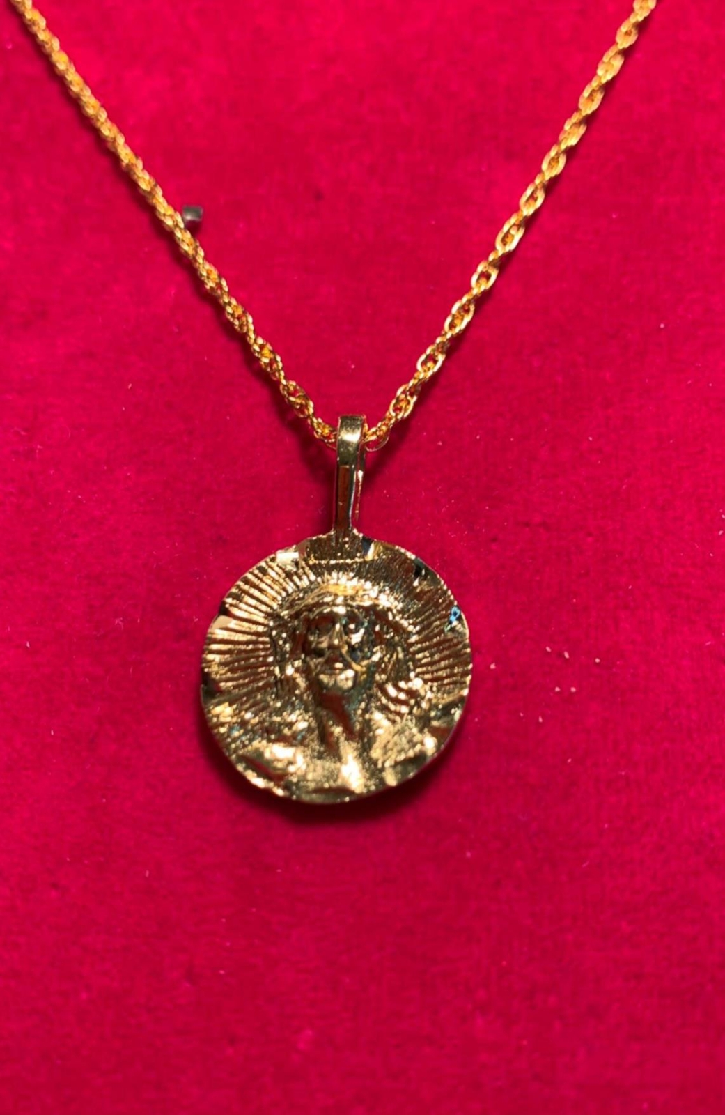 14KT GOLD PLATED JESUS MEDALLION & 16″-30″ 14KT GOLD PLATED ROPE CHAIN-2025