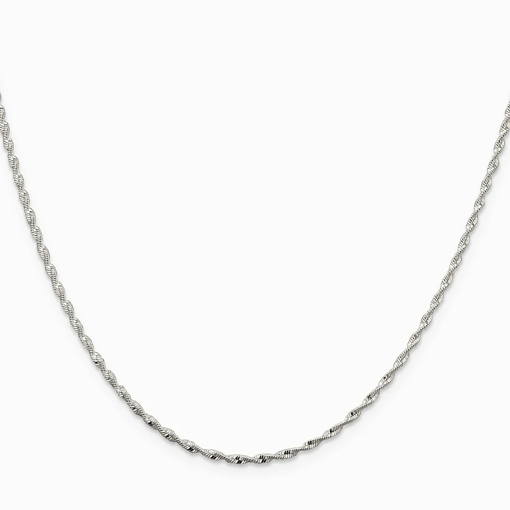 Sterling Silver 1.65mm Twisted Herringbone Chain Necklace 16″-24″