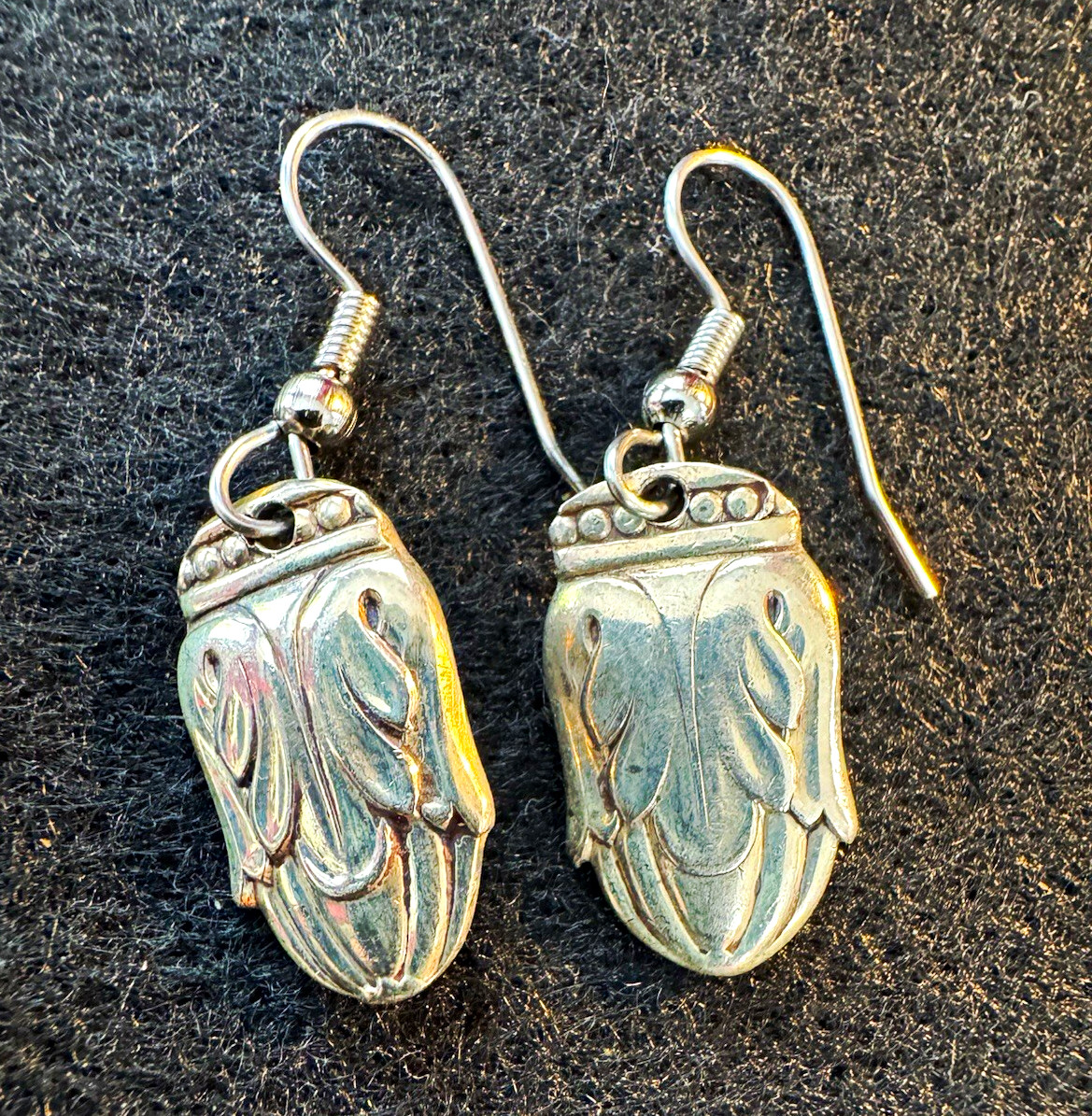Sterling Silver Danish Princess Design Dangle/Drop Hook Earrings
