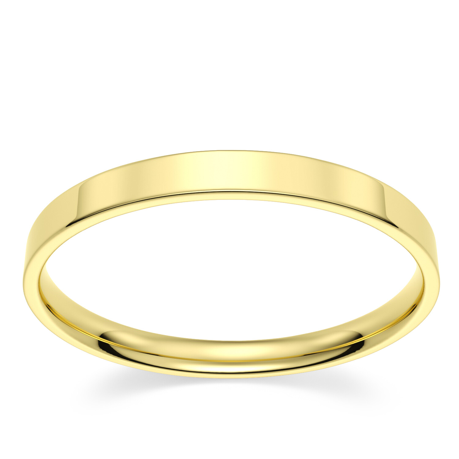 Solid 10K Yellow Gold 2mm Comfort Fit Men Women Flat Wedding Band Ring