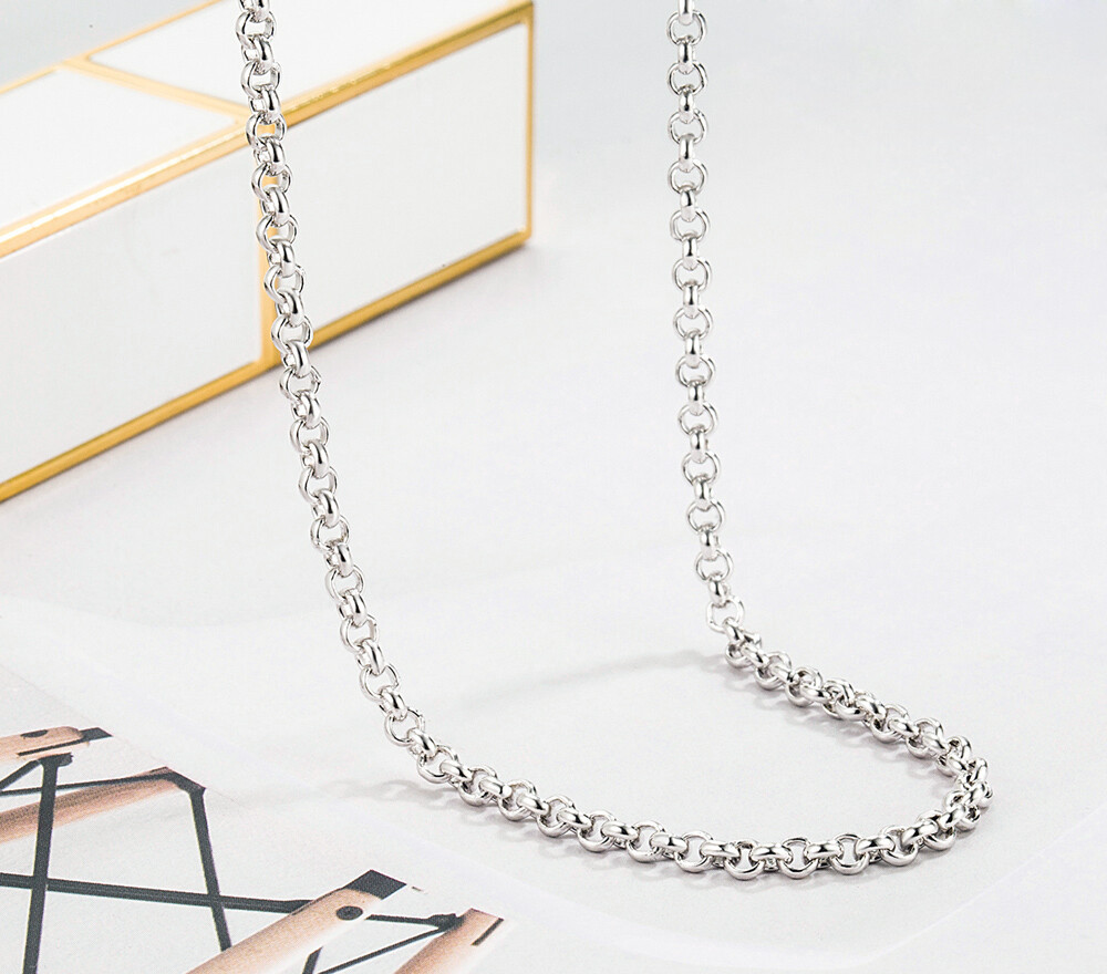 925 Sterling Silver Rolo Round Cable Chain Necklace 3mm 18″-28″ for Women & Men
