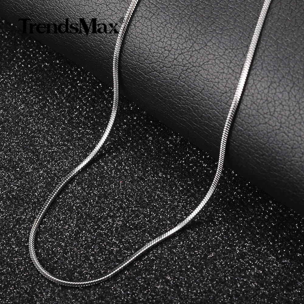 0.9/1.2/1.5/2.0mm Silver Stainless Steel Snake Chain Necklace for Women Men 22″