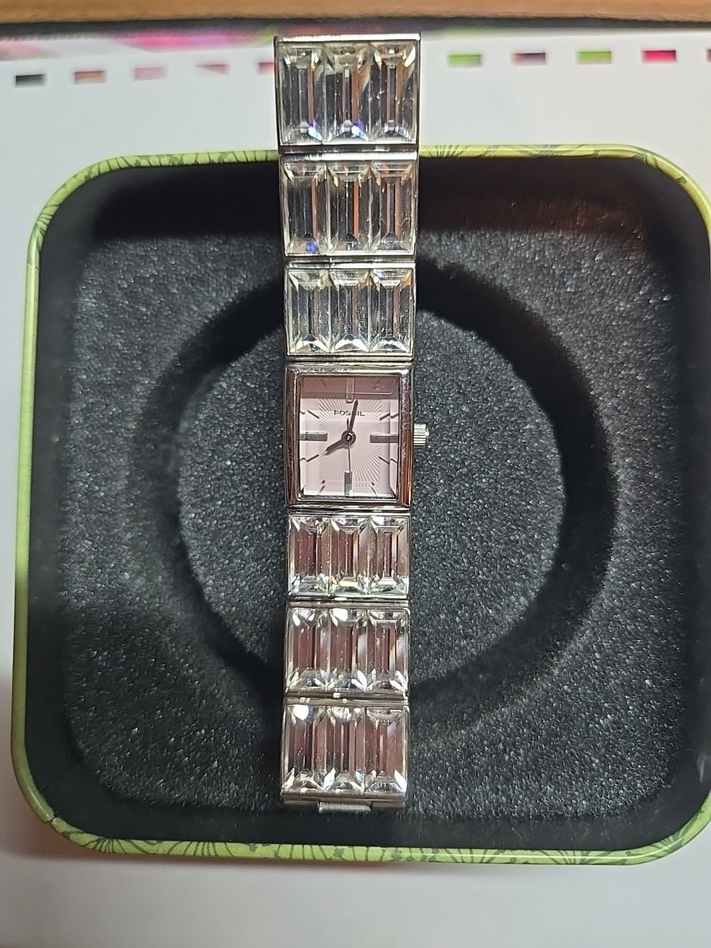 Fossil F2 Watch ES-1821 Womens Pink Dial 16mm Case Quartz Three Hands Analog