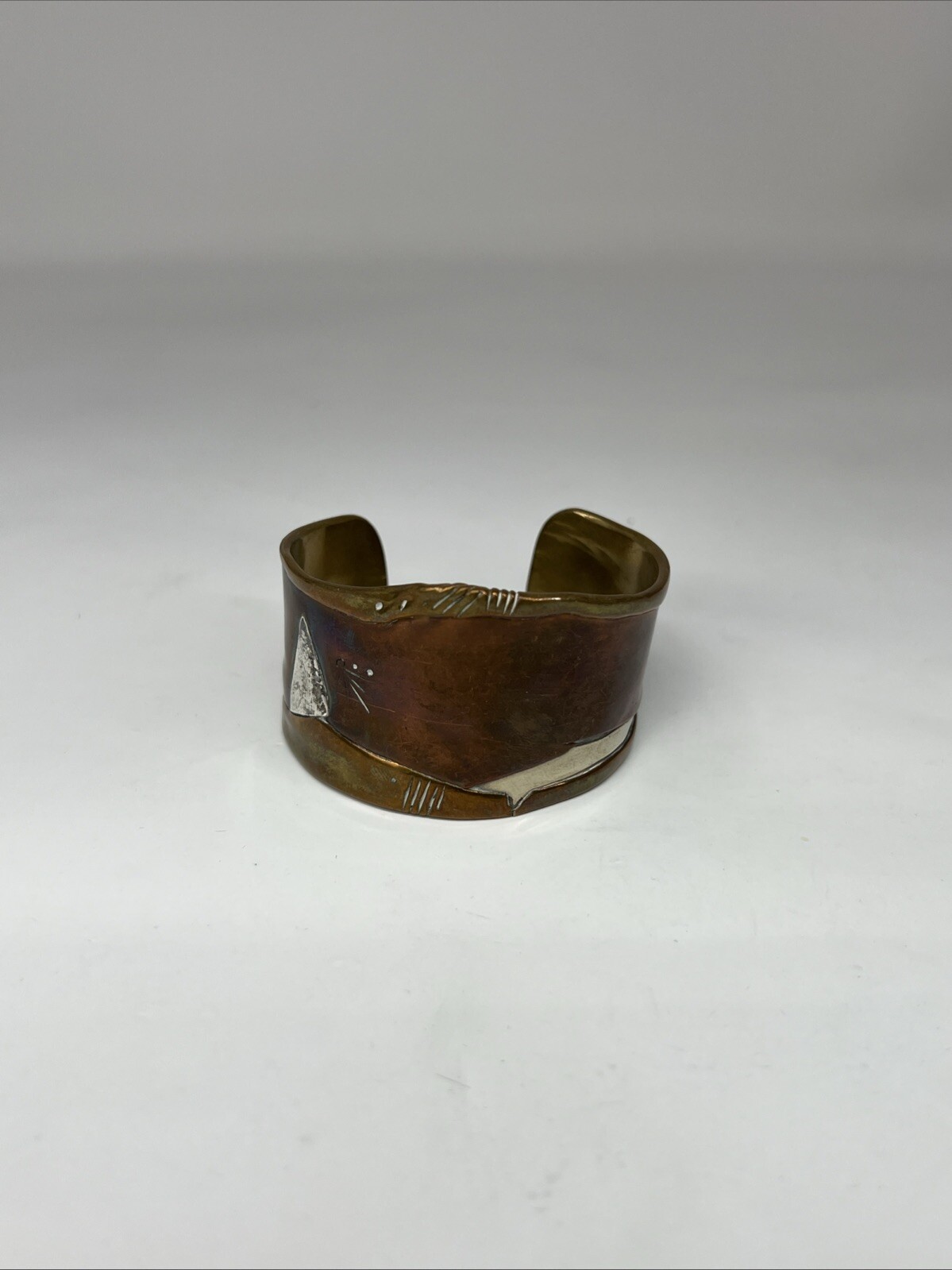 Copper, Brass, Sterling Artisan Earrings And Matching Cuff With Unknown Maker